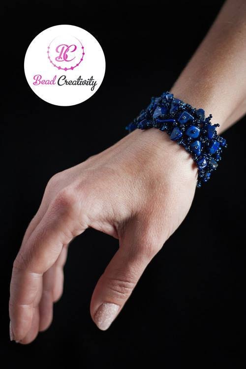 Personalized Natural Raw Gemstone Beaded Bracelet Stainless Steel Handmade Cuff 1 inch wide: 20 Custom Birthstone