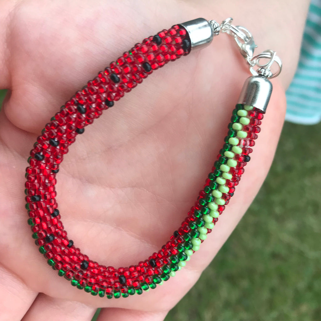 Watermelon bracelet summer jewelry present for friend, watermelon gift cute accessory for daughter teen girl gifts birthday bangle for niece