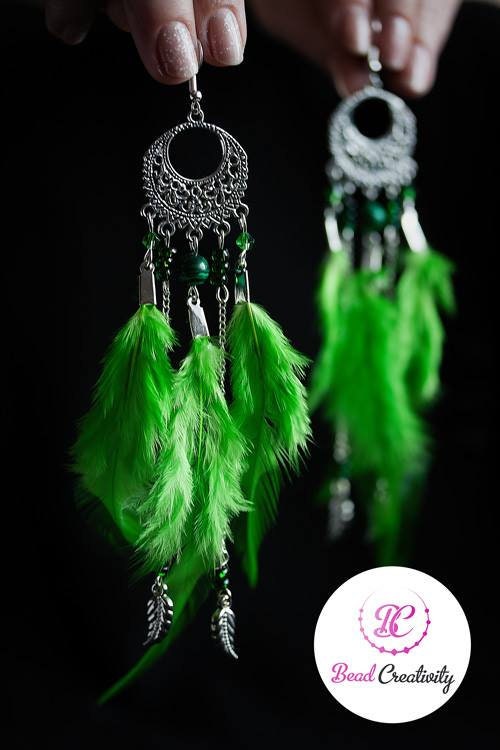 Gothic Black Feather Dangle Earrings: Chain & Spike, Halloween Jewelry