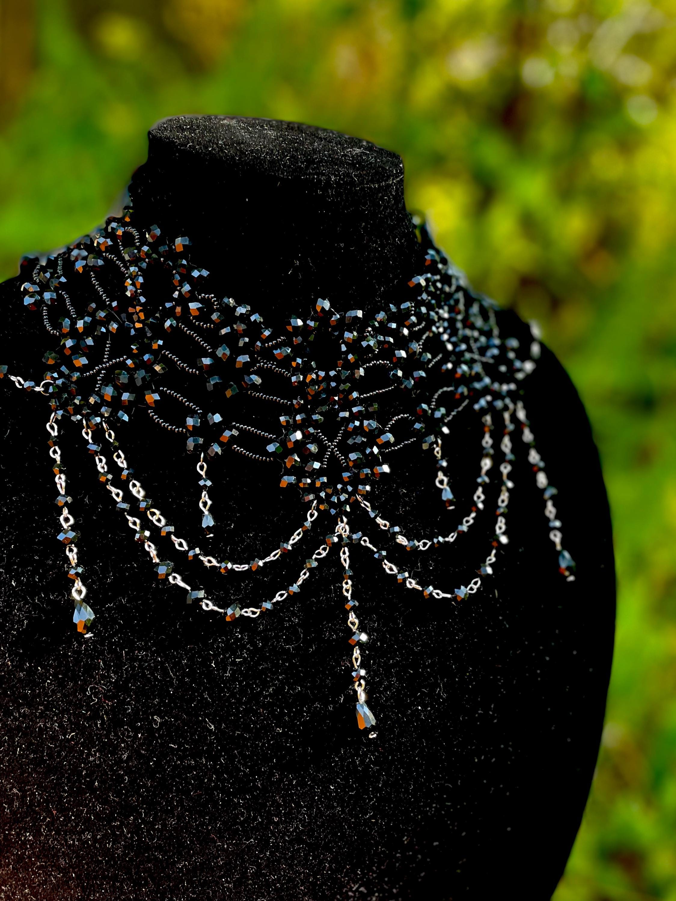 Multi Strand Crystal Black Choker Wedding Black Necklace Victorian Bridal Choker Vintage Bridal Necklace Gothic Lace Choker necklace Glamour
