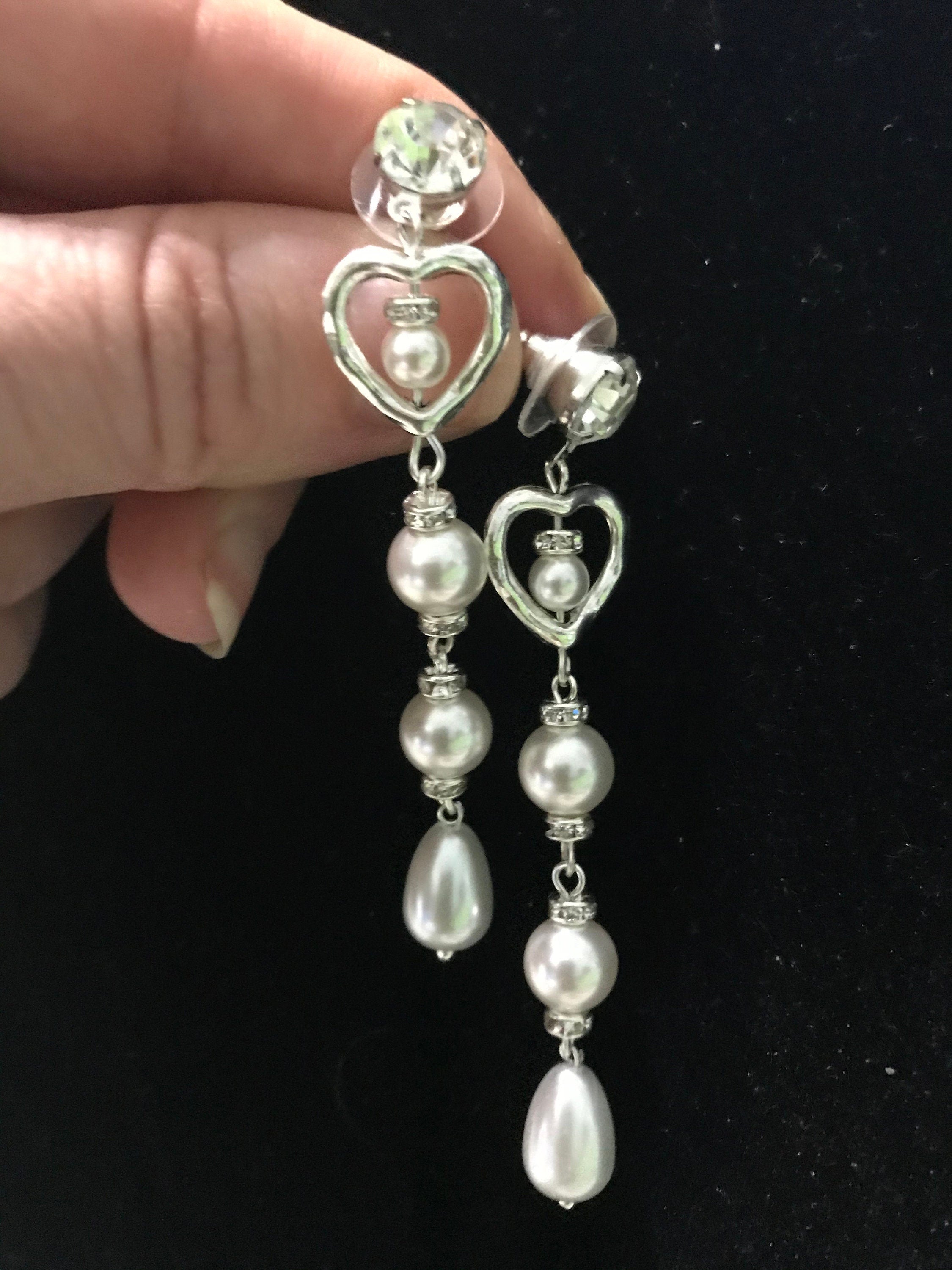 Puffed Heart Post Earrings baroque Pearl drop earrings silver unique birthday valentines day gift for her Minimalist Elegant Jewelry bridal