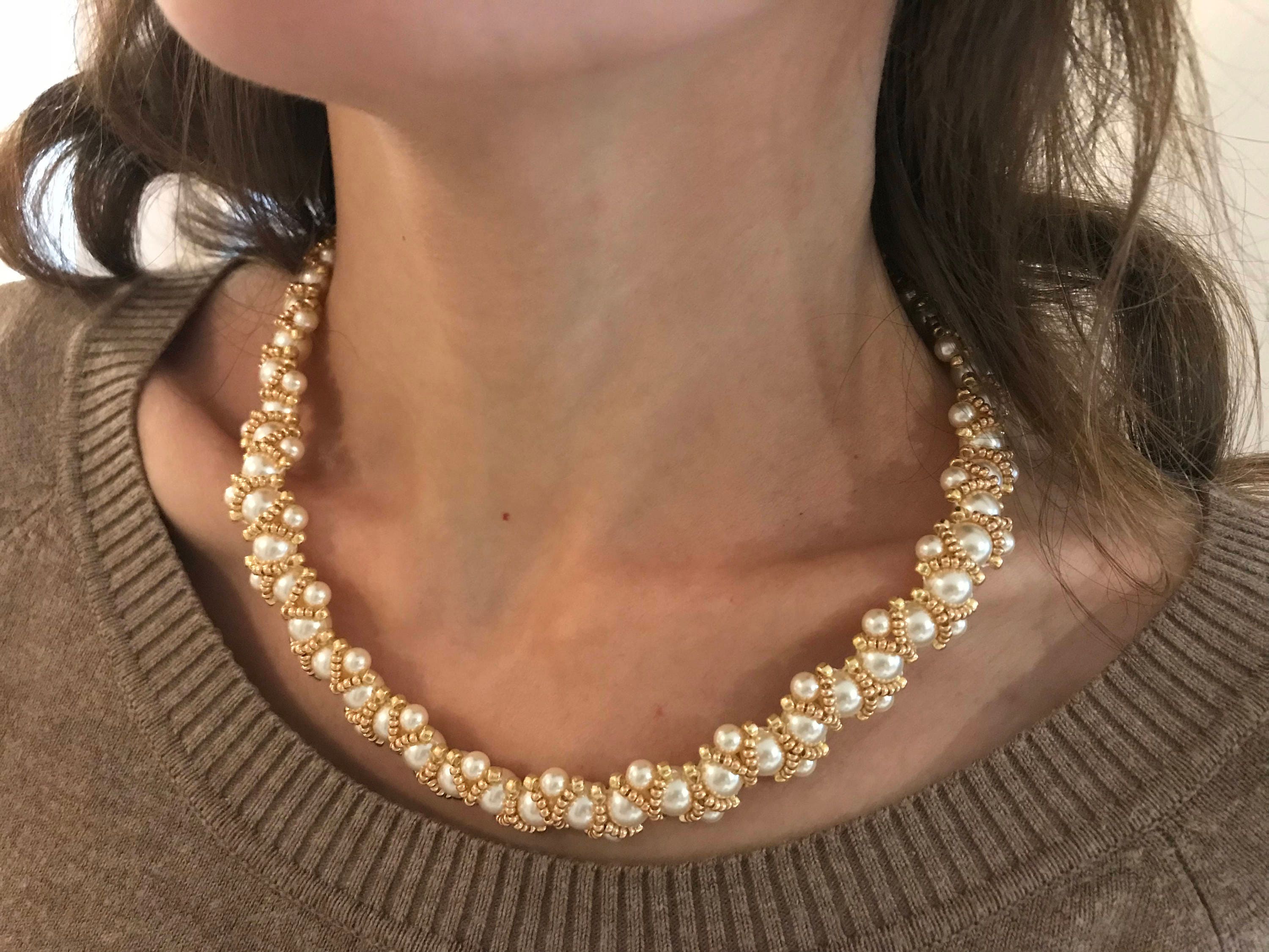Swarovski pearl necklace, wedding jewelry Wedding necklace, Crystal layered necklace, Statement Necklace bridal, christmas gifts for her mom
