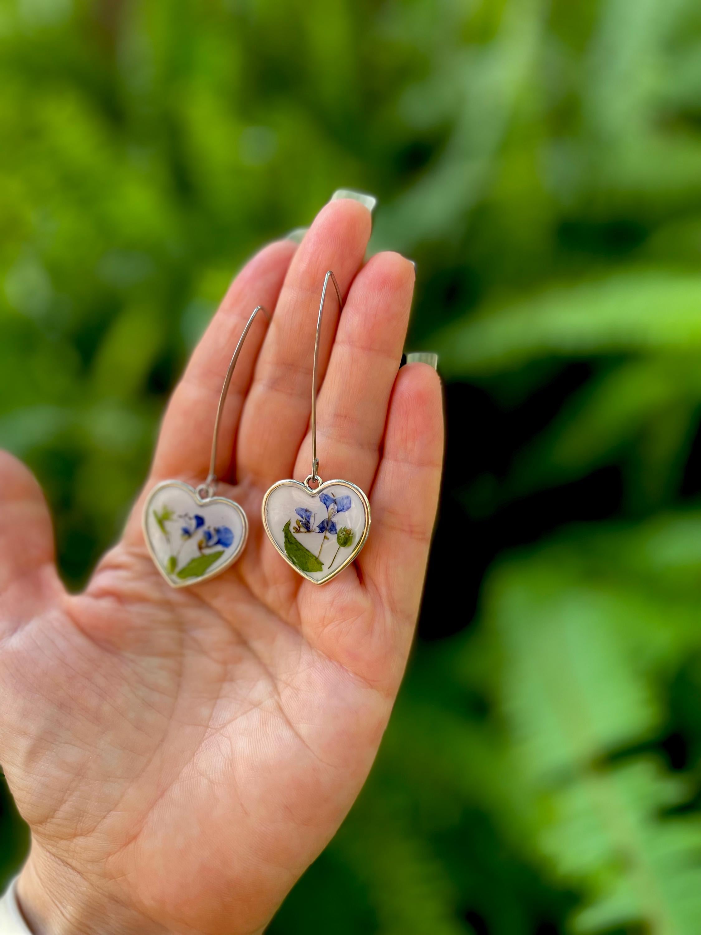 Handmade Victorian Heart Cameo Choker Collar: Sage Green Velvet Ribbon, Pressed Flowers Galentine