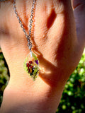 Mushroom crystal necklace dainty silver necklace mushroom pendant terrarium resin jewelry moss Miniature Forest personalized jewelry gift