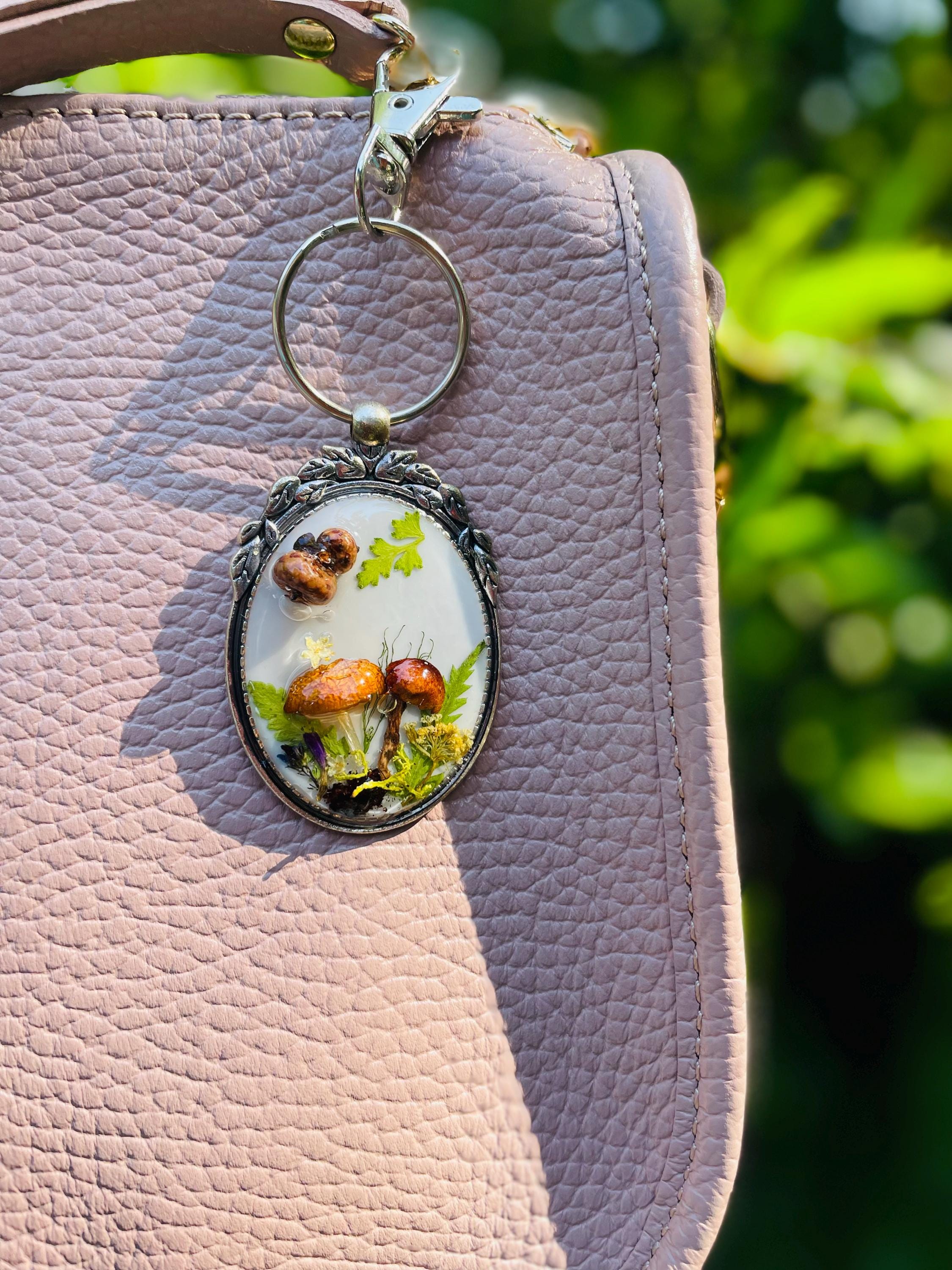 Fairy Mushroom Resin Keychain: Magic Forest Terrarium Bag Charm