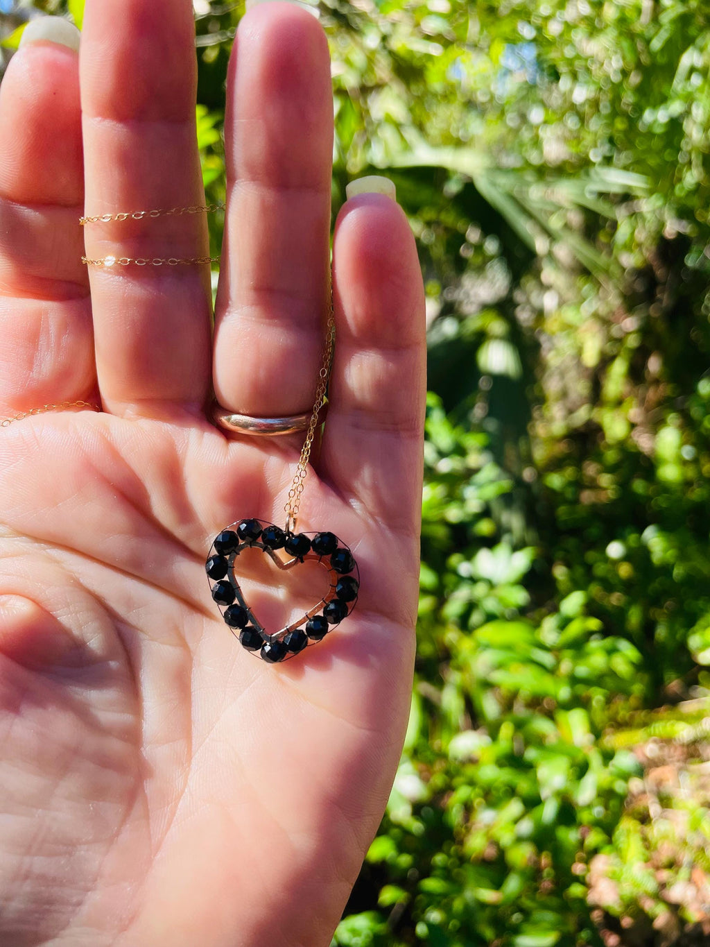 Black Beaded Heart Dangle Earrings Clip on/stud: Gothic Prom Statement Earrings
