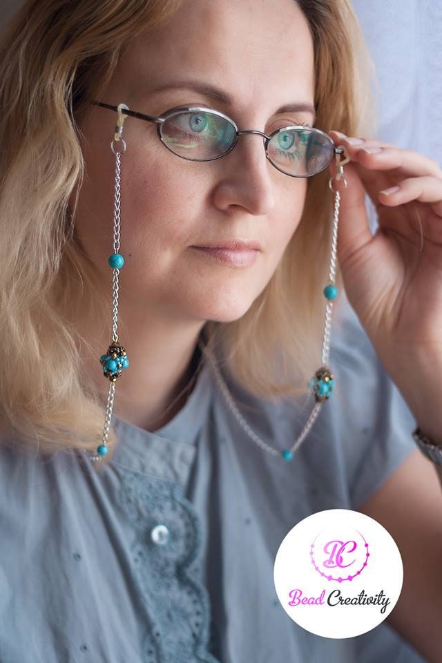 Personalized birthstone Christmas holiday gift for her, Beaded Mask lanyard  holder, Designer face mask necklace, Sunglasses Chain Turquoise