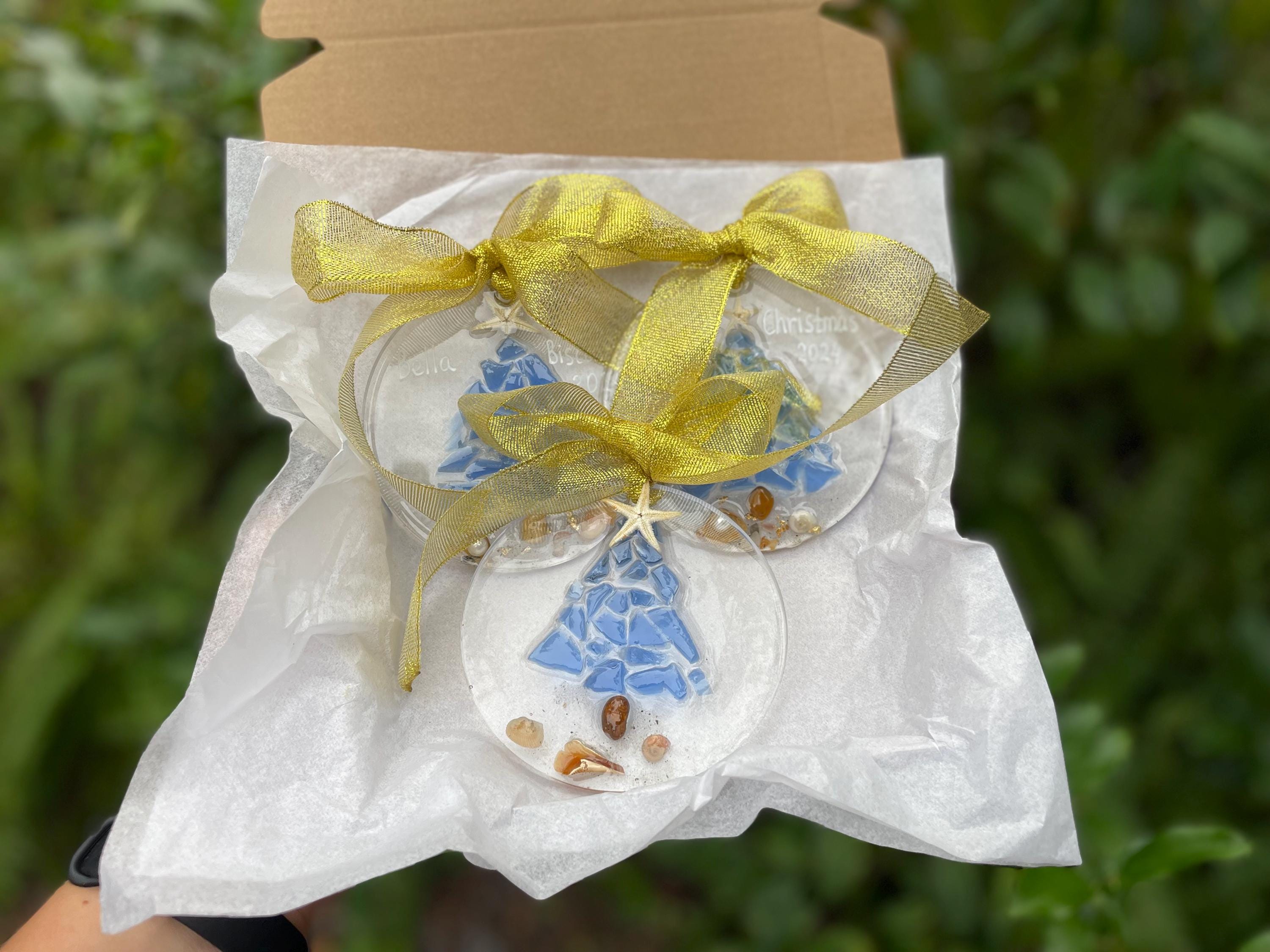 Starfish & Sea Glass Christmas Tree Ornament: Personalized Corporate Coastal Decor