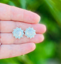 opal stud earrings, moonstone gemstone stud earrings, custom stud earrings, surgical steel stud earrings beaded, minimalist earrings wedding