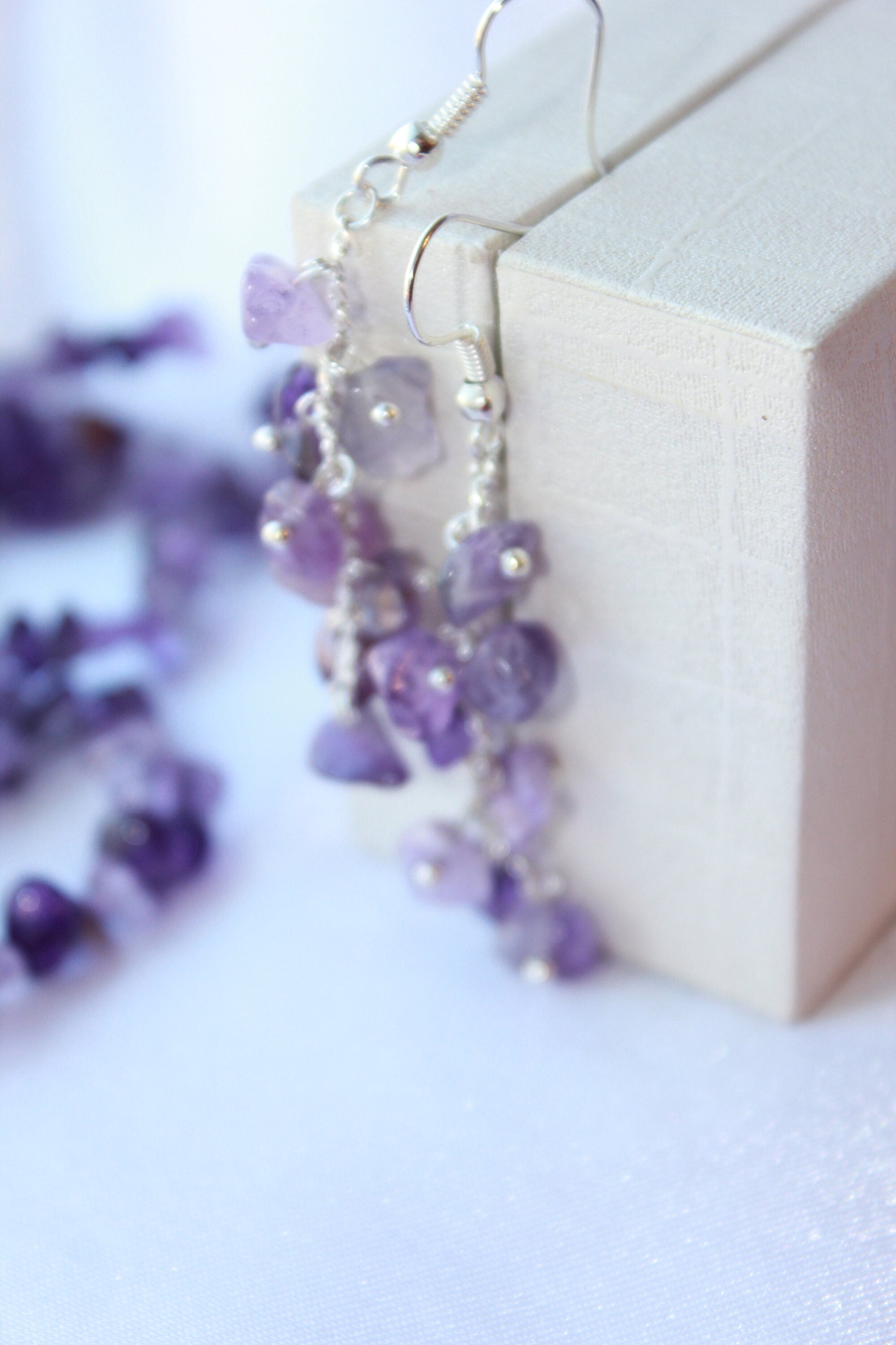 Amethyst Multi Strand Necklace Bead Woven: Beaded Purple Choker Collar, February Birthstone