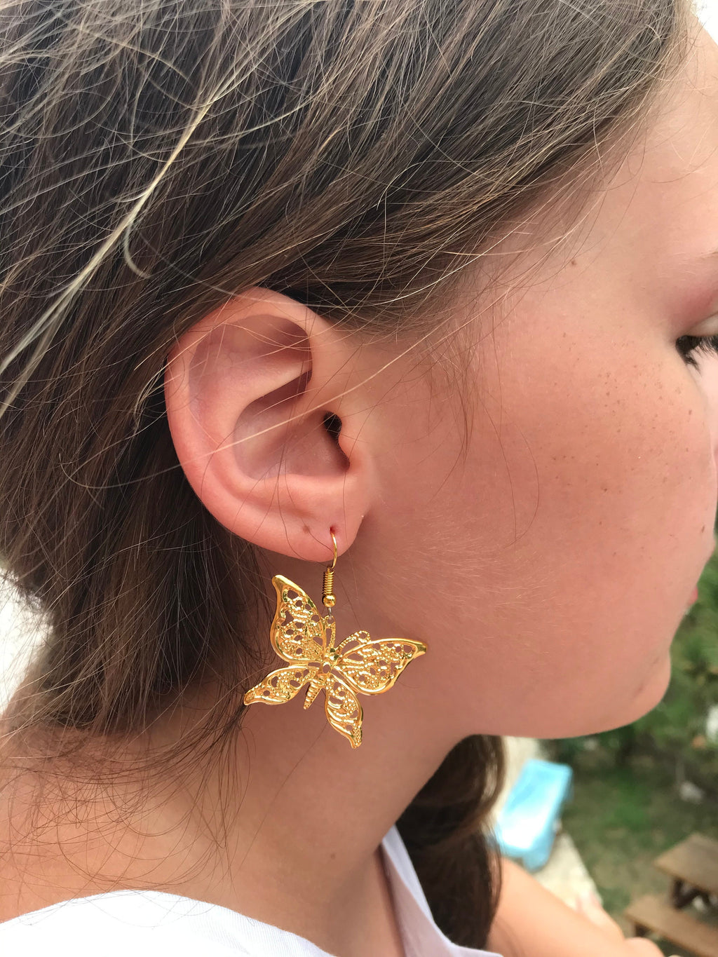 14k gold huggie earrings, filigree butterfly earrings, huggie hoop earrings silver, butterfly earrings dangle, silver butterfly earrings