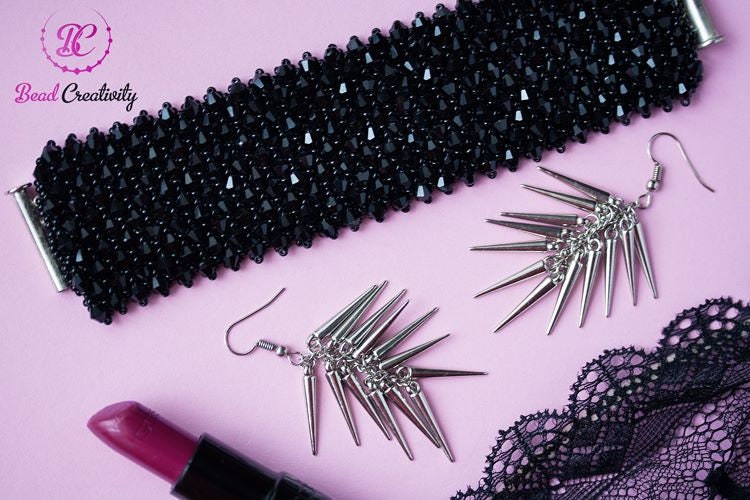 Silver spike chain earrings, kpop earrings for women spike jewelry, gothic tribal earrings edgy, cluster dangle earrings gift for her hippie