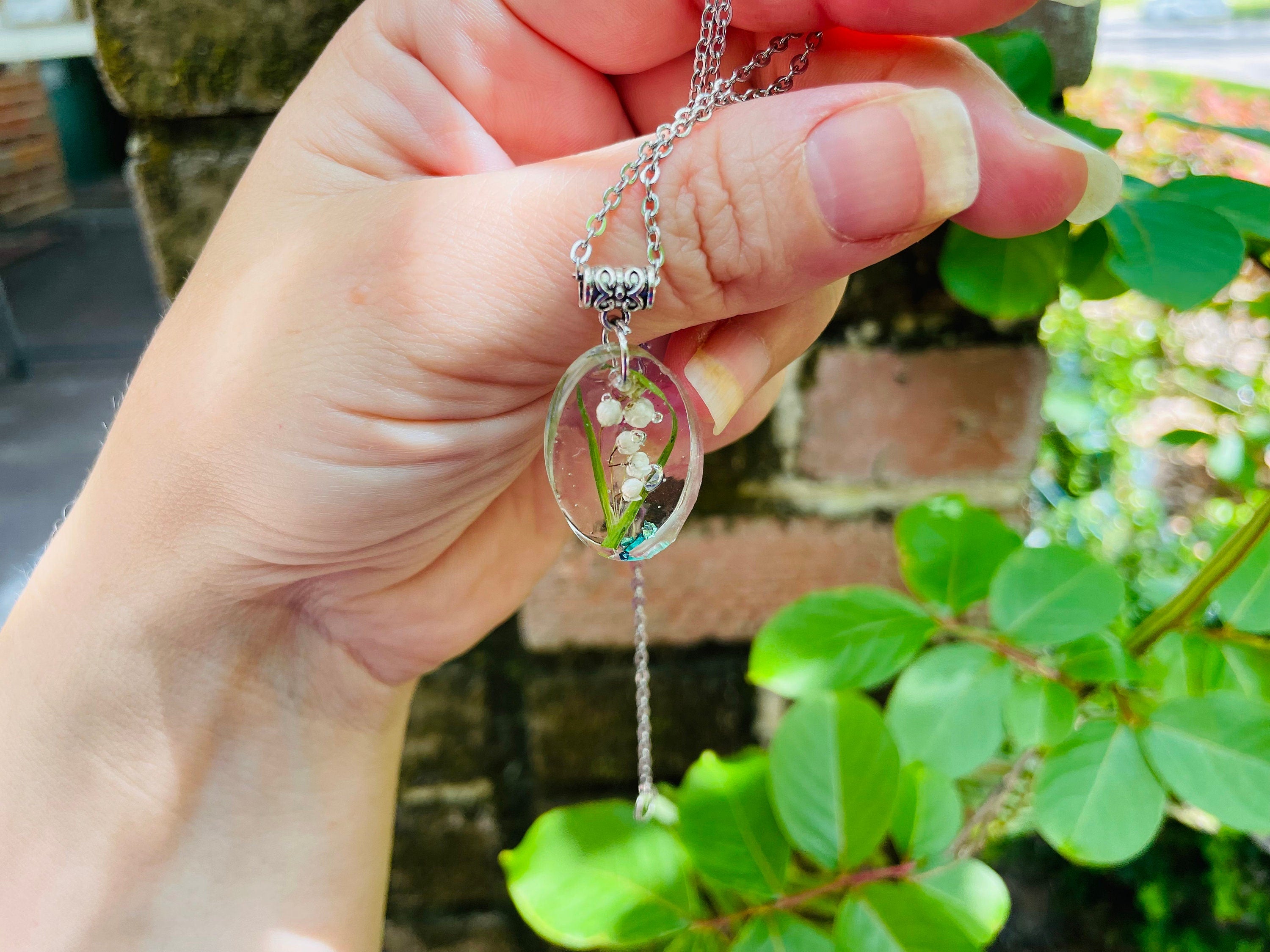 Lily of the Valley Earrings: Sterling Silver Resin Flower Jewelry, May Birth Flower