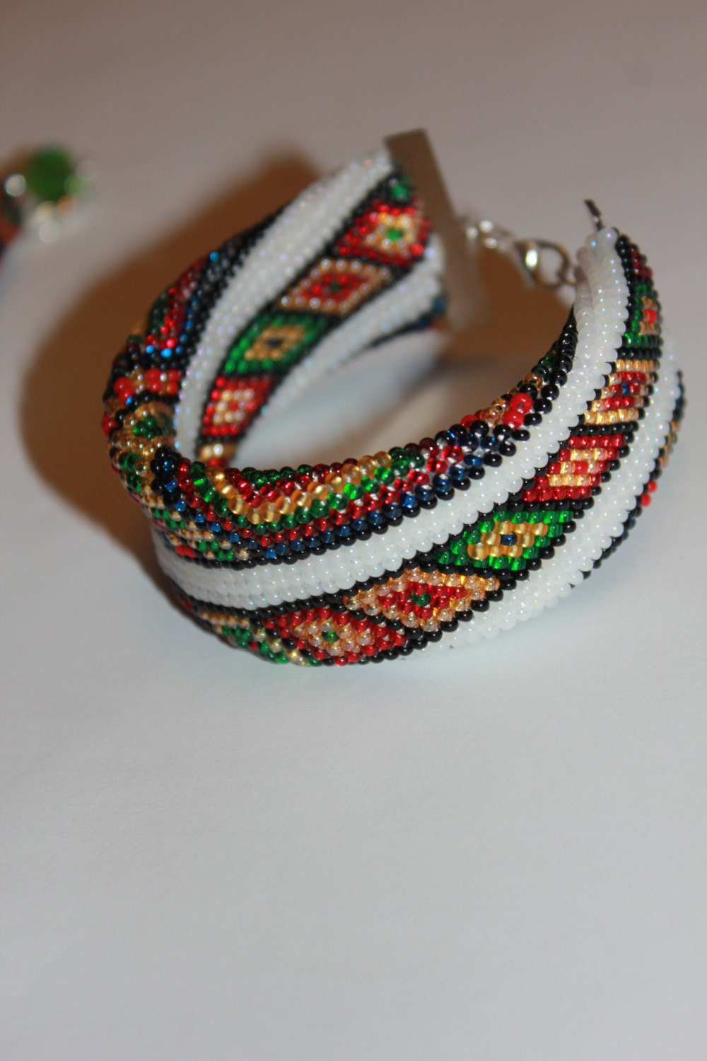 Ukrainian geometric beadwork choker Vyshyvanka seed beads necklace crochet ethnic style gift Bukovyna ethnic necklace ColChristmas clearance