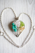 Teardrop Citrine Quartz Peridot Green Amazonite Raw Crystal Tree of Life Pendant Chain Necklace Silver Wire Wrapped