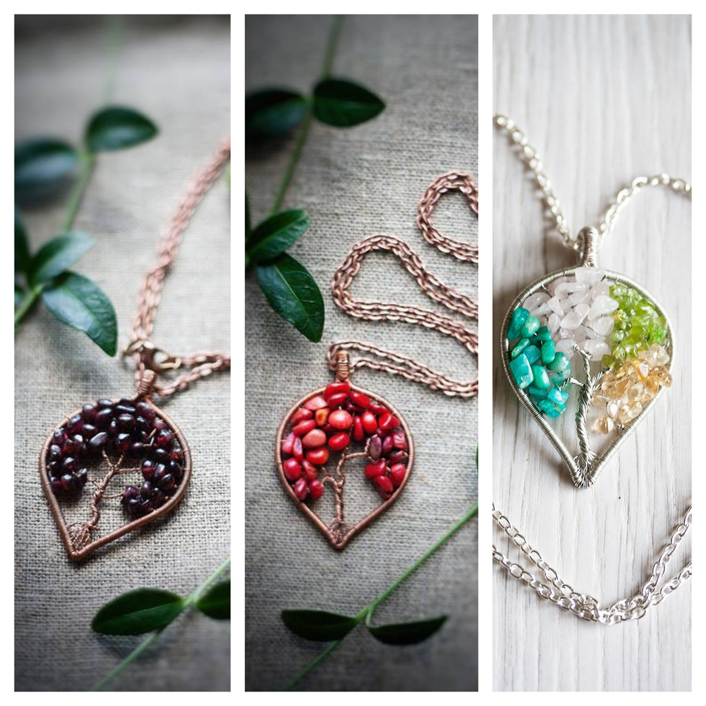 Mothers day family tree necklace, Coral tree of life necklace, Personalized Initial necklace, Copper Wire wrapped jewelry personalized gifts