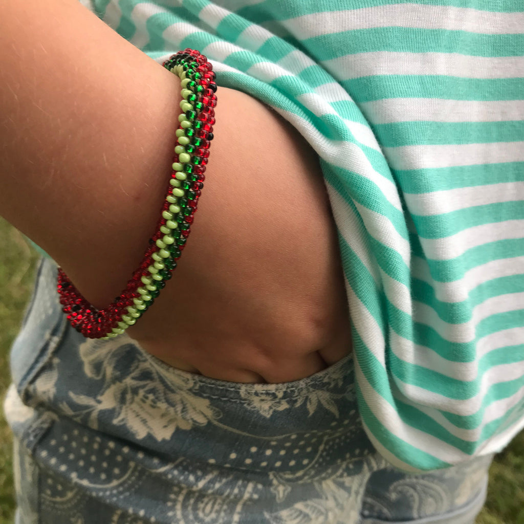 Watermelon bracelet summer jewelry present for friend, watermelon gift cute accessory for daughter teen girl gifts birthday bangle for niece