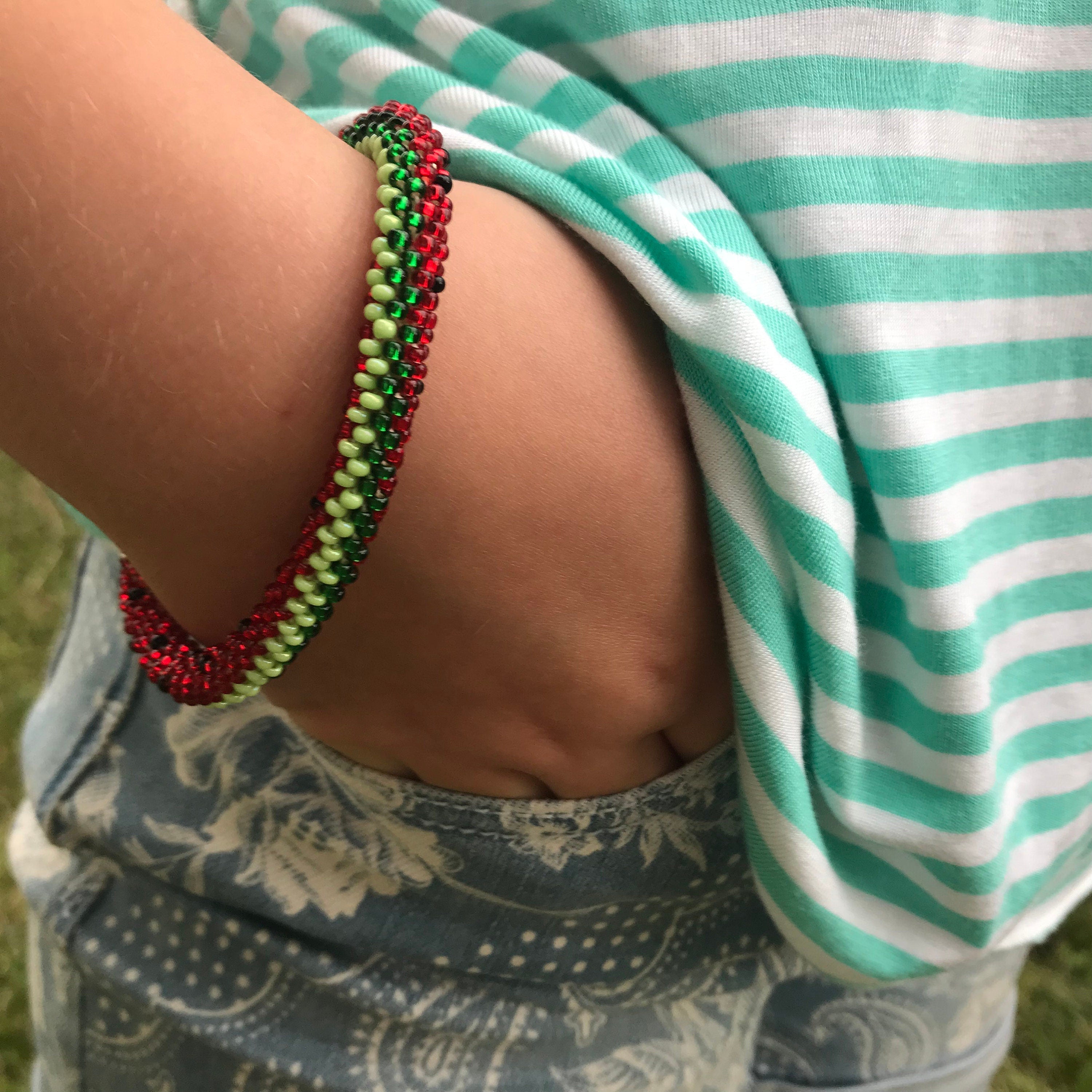 Watermelon bracelet summer jewelry present for friend, watermelon gift cute accessory for daughter teen girl gifts birthday bangle for niece
