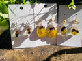 Real Bee Earrings Resin: Yellow Dandelion Flower and Insect Jewelry Gift for her Ethically Preserved