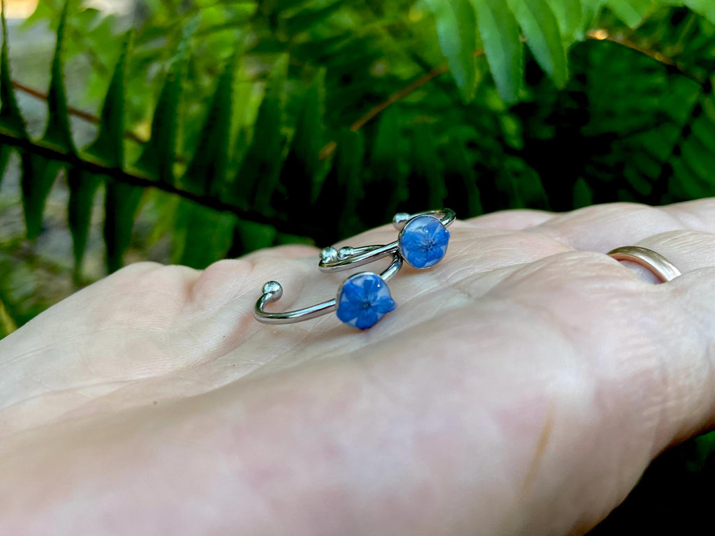 Forget Me Not Ring: Pressed Flower Resin Ring, Botanical Jewelry September Birth Month