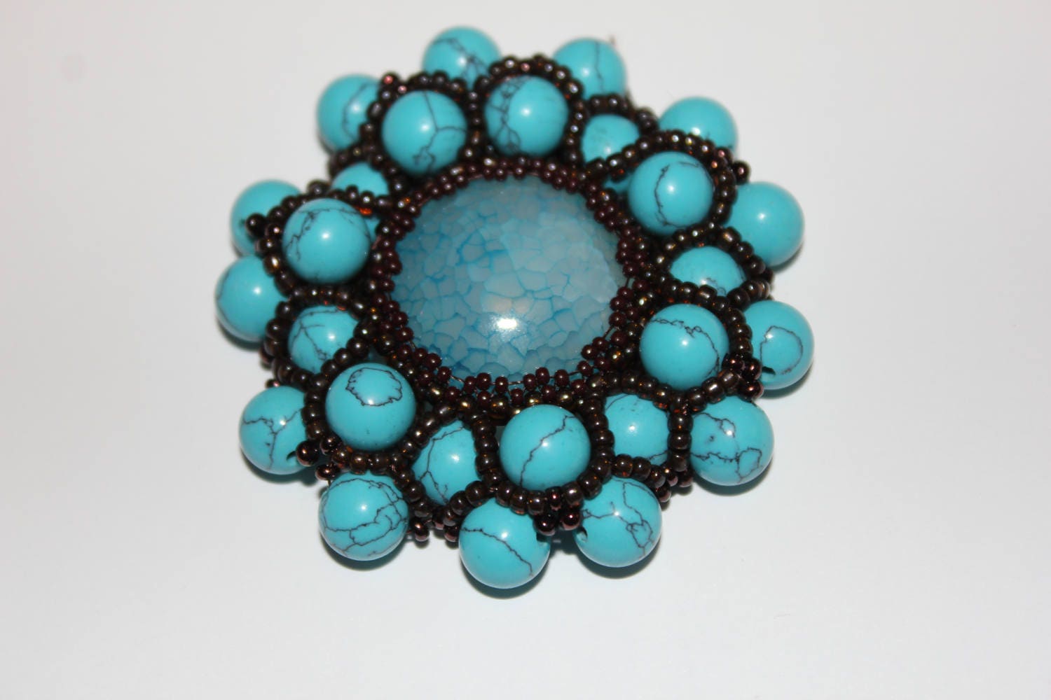 Turquoise Statement Necklace: Chunky Beaded Beadwork Jewelry