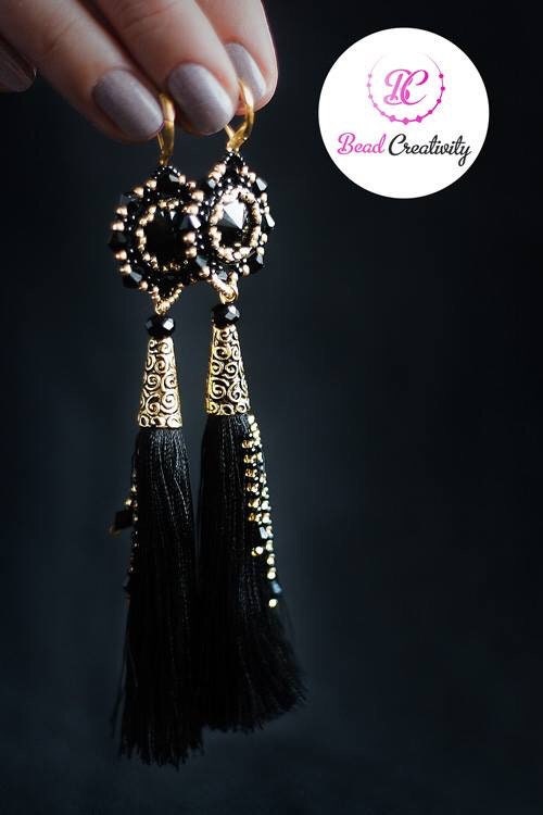Handmade Emerald Green Swarovski Crystal Silk Tassel Earrings for Women 3-6 inch Long Custom Tassel Color