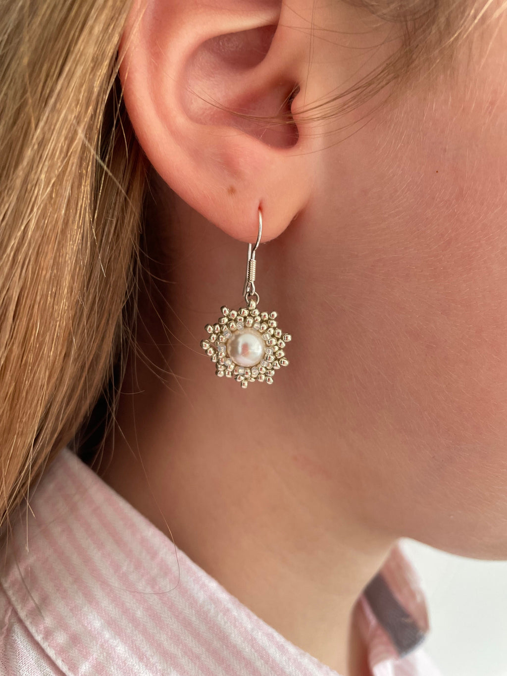 Sterling silver or gold filled Pearl minimalist wedding earrings, Flower girl dainty earrings bridal, wedding earrings set, Bridesmaid gifts