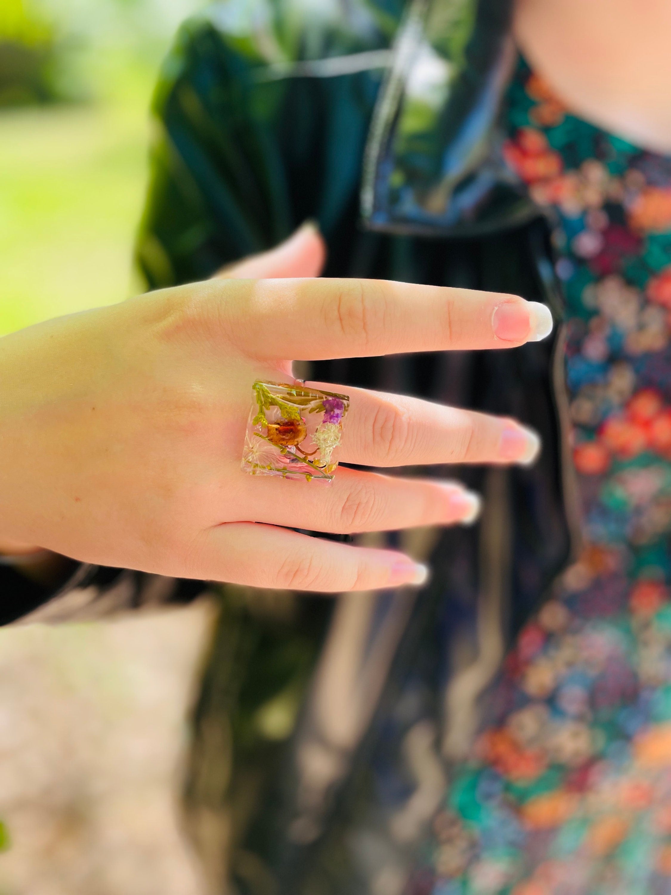 Real Tiny Mushroom Ring Forest Wildflower Dainty Minimalist Unique Birthday Gifts for her Cottagecore Adjustable Rings Nature Silver Rings