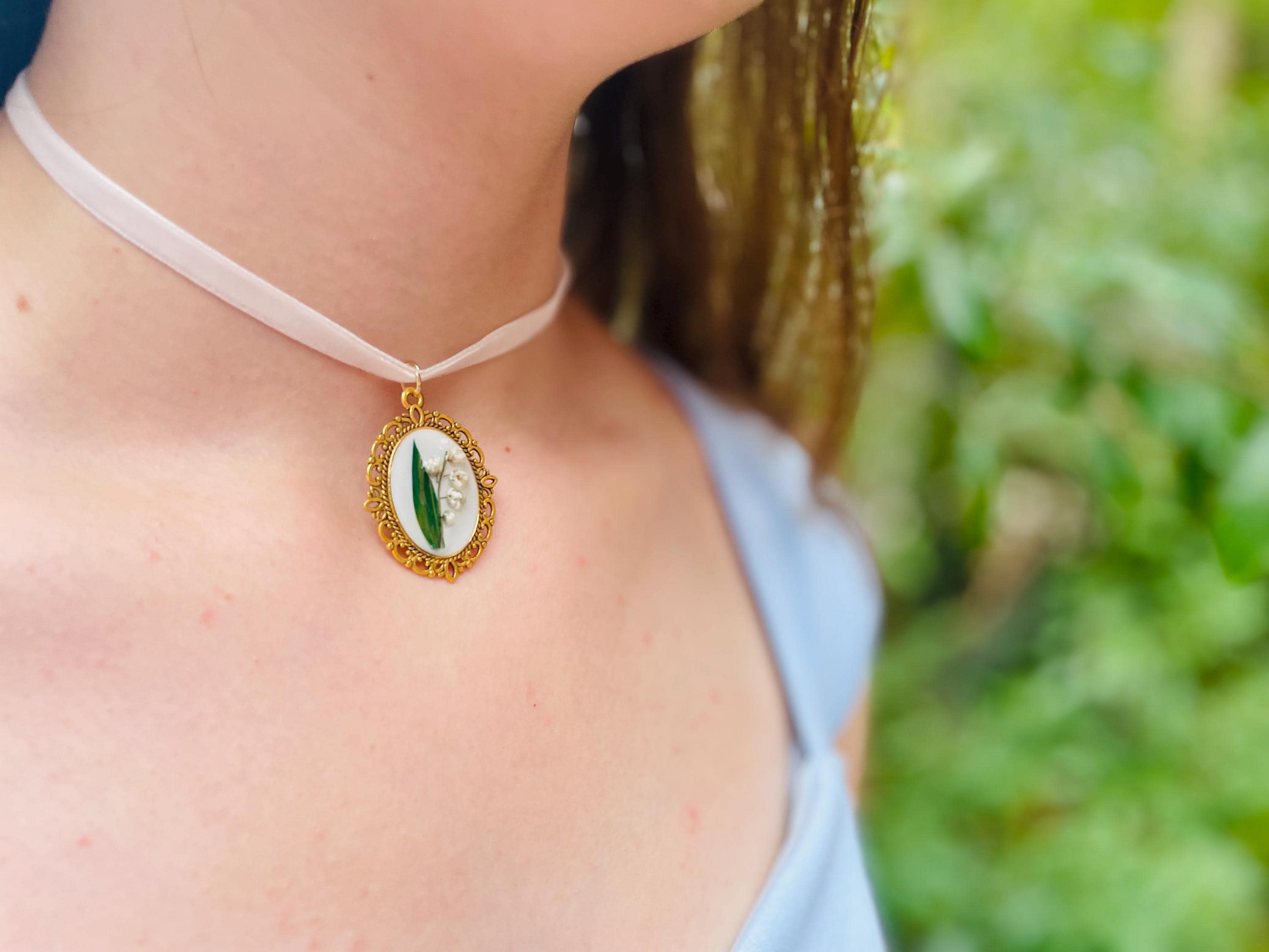Lily of the Valley Necklace: Vintage Charm, May Birth Flower, Victorian Style