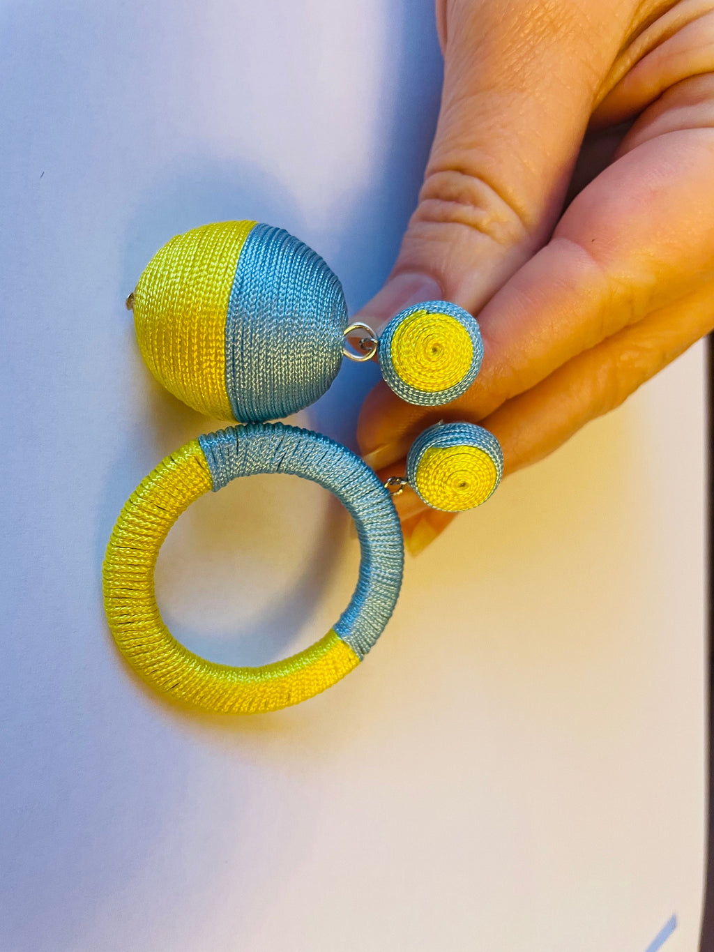 Blue and yellow Ukraine flag earrings, hoop earrings, ball earrings, Ukrainian earrings, Ukraine Jewelry, Ukraine gift, Ukraine seller
