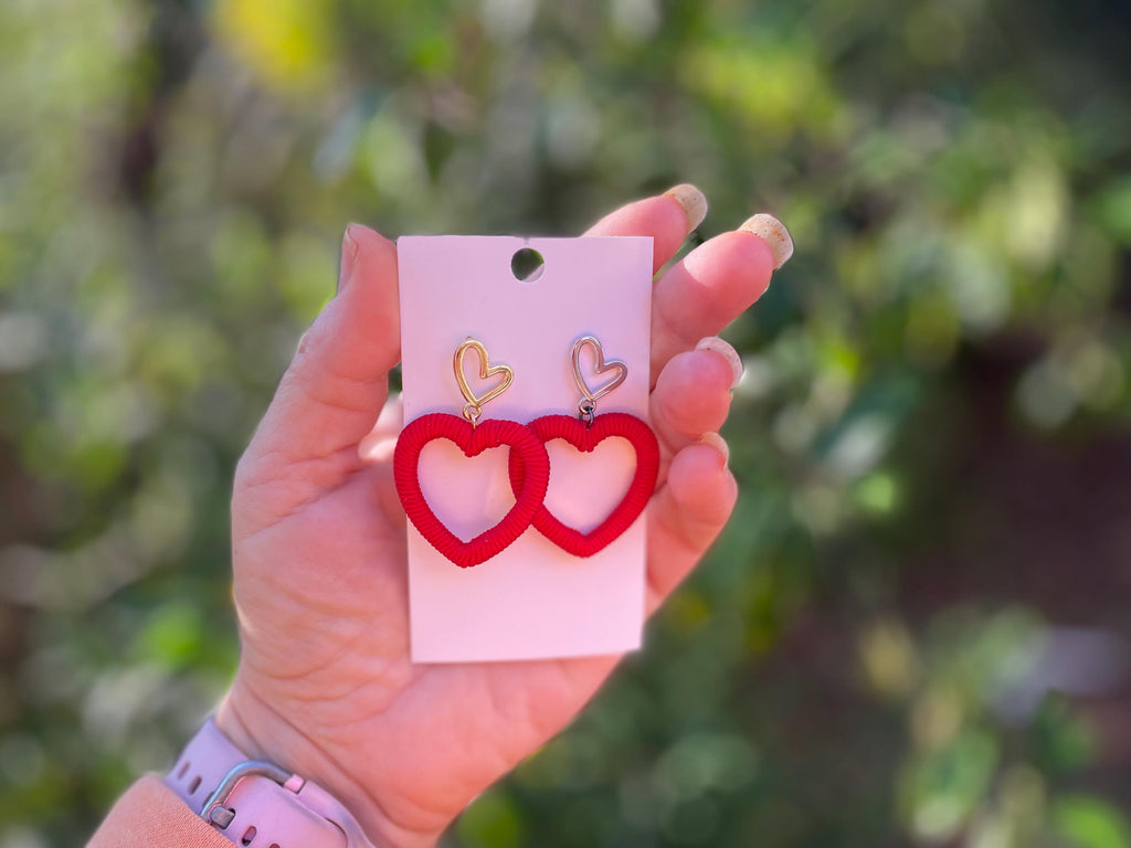 Mothers Day gift Heart earrings cricut Red black pink heart clip on Cute Valentine Earrings handmade Oversized drop dangle Love earrings