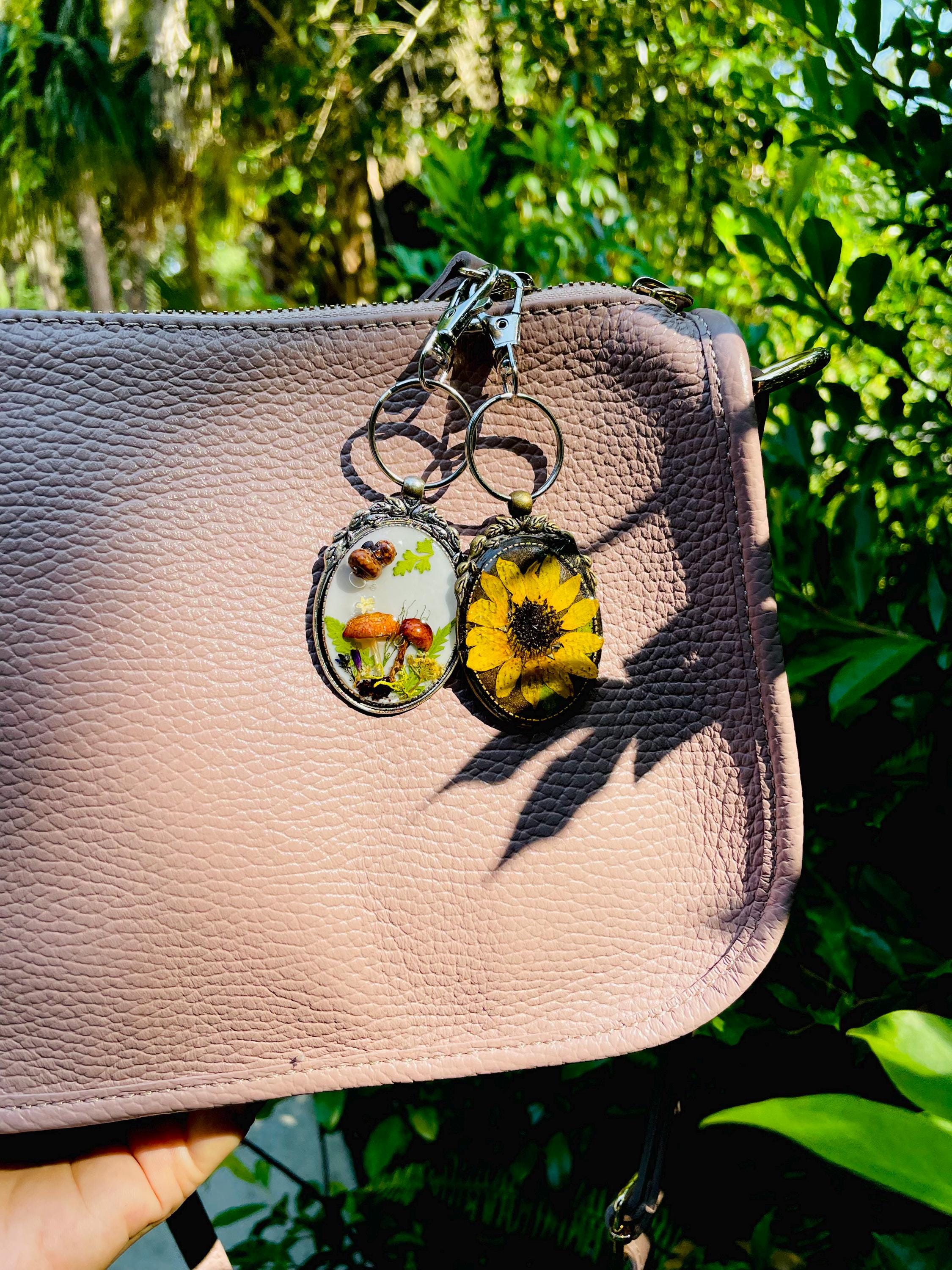 Fairy Mushroom Resin Keychain: Magic Forest Terrarium Bag Charm