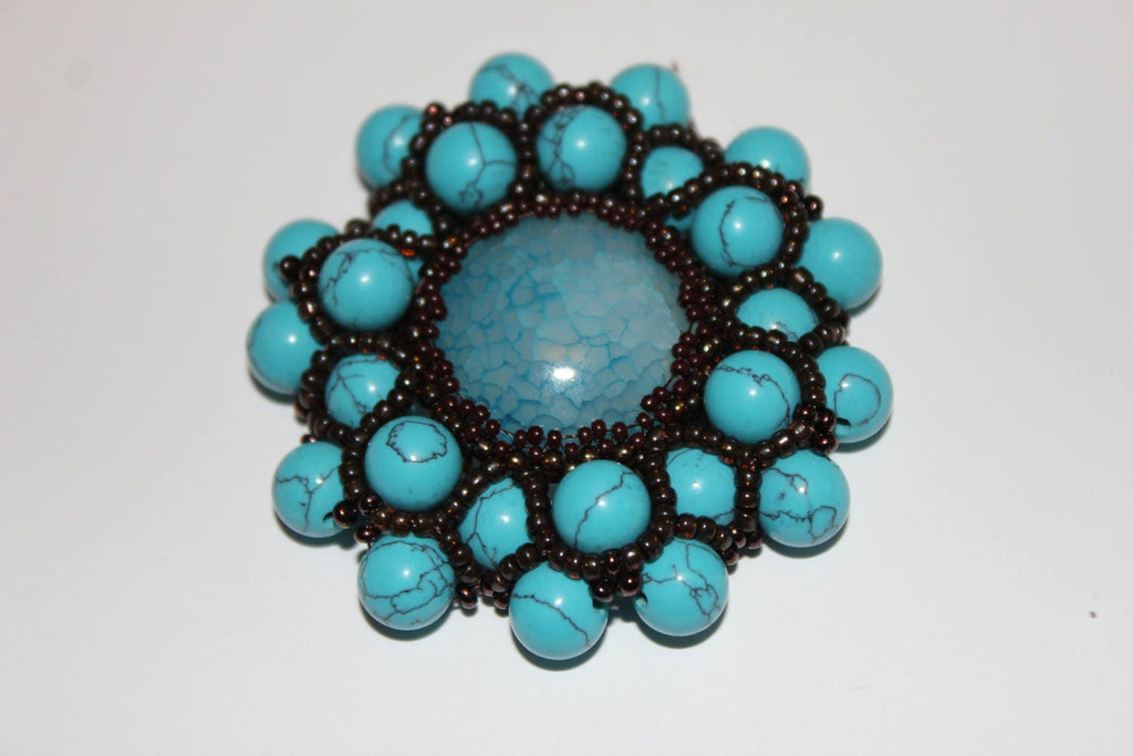Turquoise Statement Necklace: Chunky Beaded Beadwork Jewelry