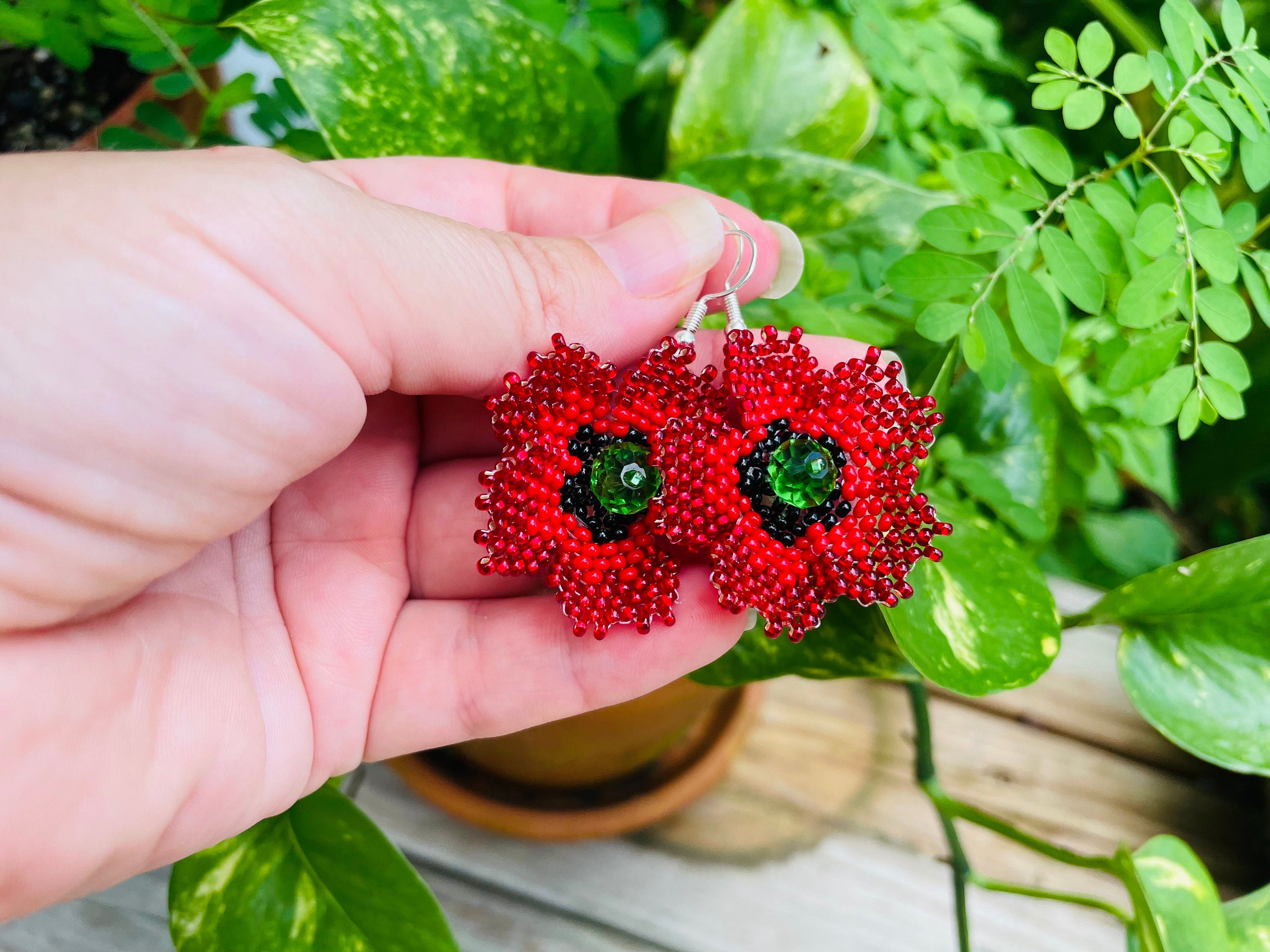 Floral Earrings Yellow Sunflower Earrings Red Poppy Earrings Summer Jewelry Colorful Earrings White chamomile Earrings BlChristmas clearance