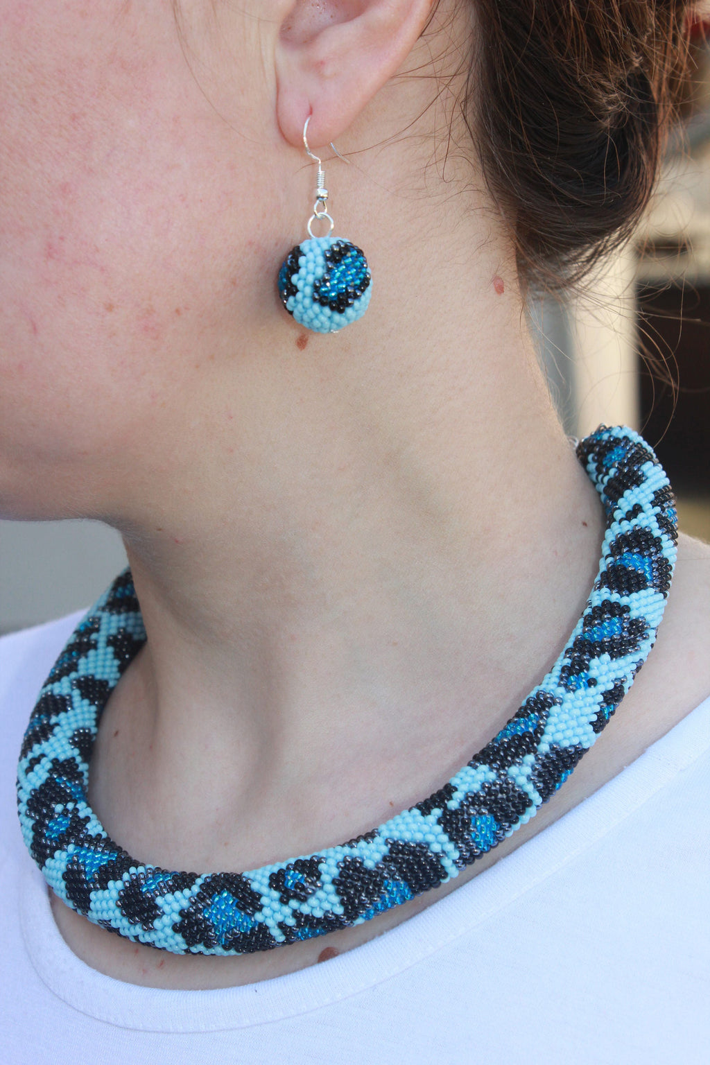 Best gifts for her Hostess gift Christmas gifts Women birthday gift animal necklace rope necklace rope choker bead art jewelry blue necklace