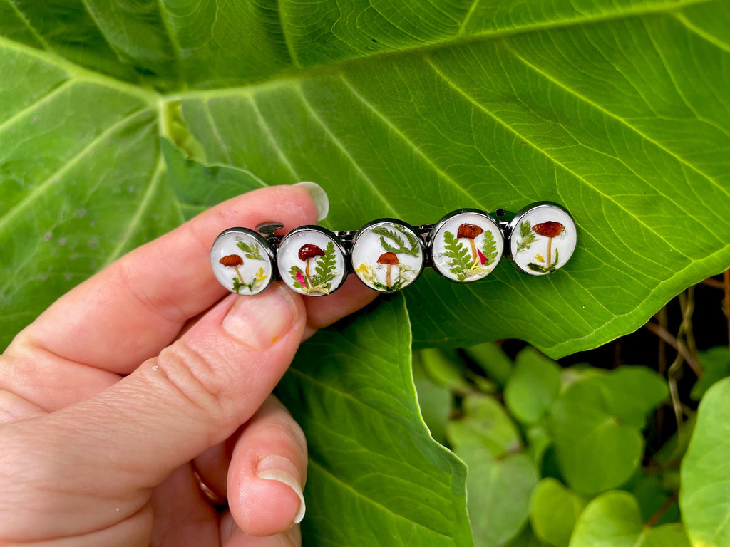 Dainty Real Mushroom Terrarium Barrette Hair Pin: Unique Handmade Nature Inspired  Hair accessories Valentines