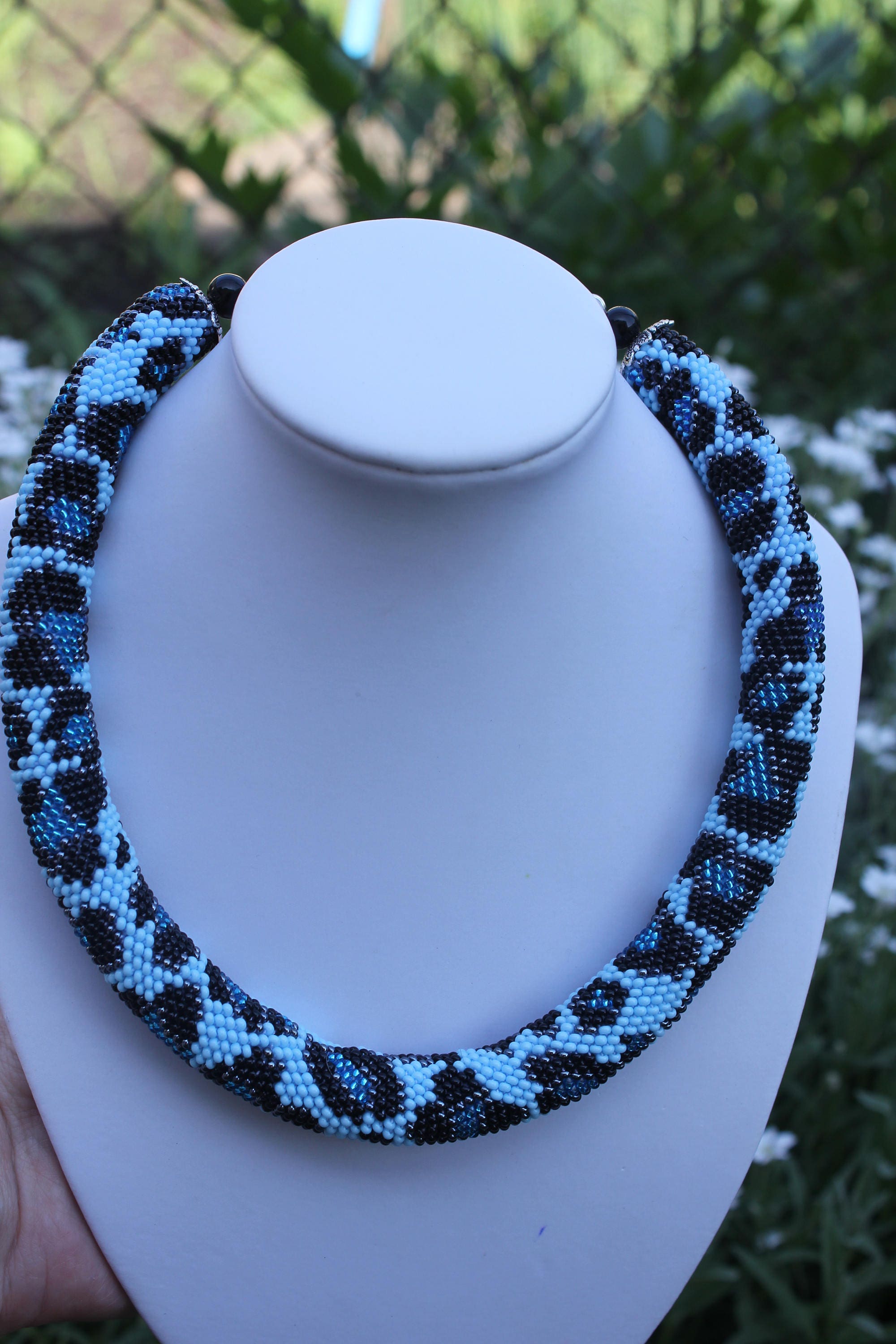 Best gifts for her Hostess gift Christmas gifts Women birthday gift animal necklace rope necklace rope choker bead art jewelry blue necklace