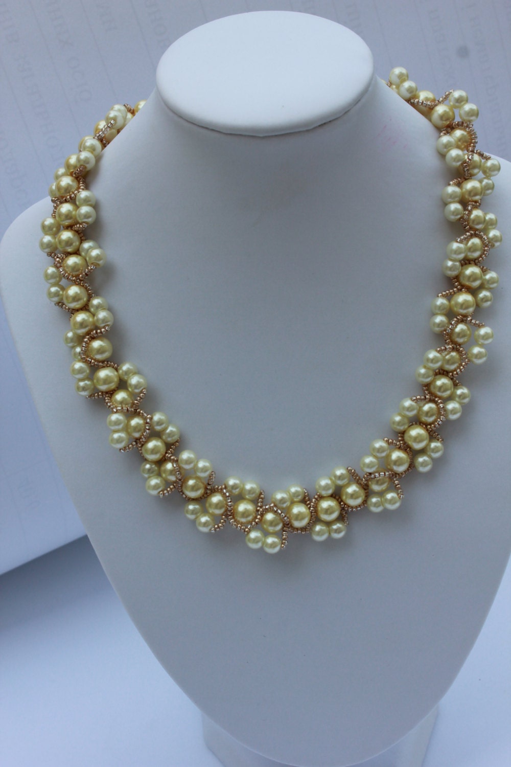 Swarovski pearl wedding necklace for bride, pearl collar necklace, pearl necklace graduate bridal jewelry set daughter, prom choker for her