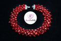 Red beaded necklace with Raw crystals  personalized birthday gifts for her, red coral beaded collar necklace, gift for mom