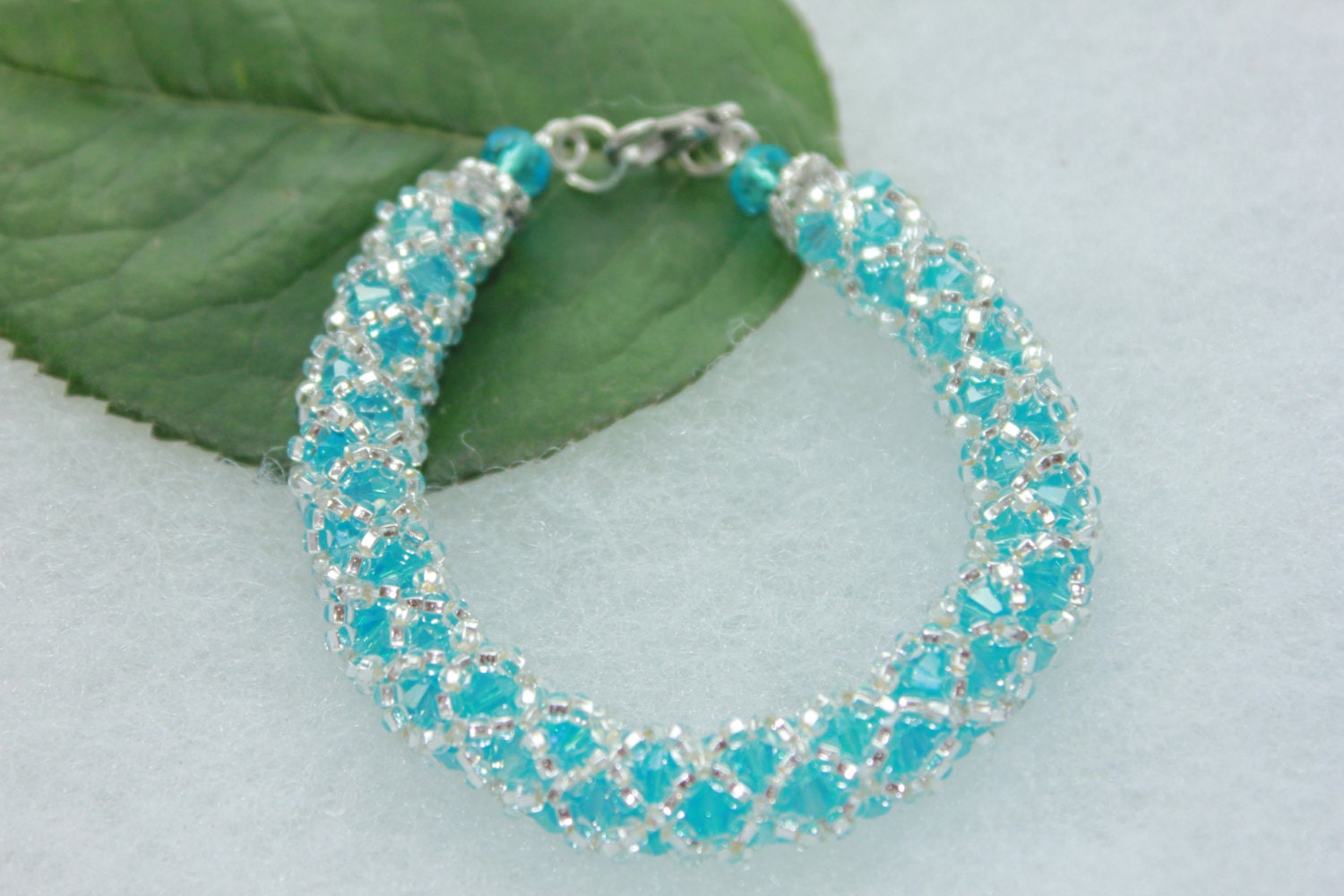 Sky blue Swarovski crystal bracelet birthday gift Christmas holiday gift for wife Girlfriend handmade beaded bangle for bride bridesmaids