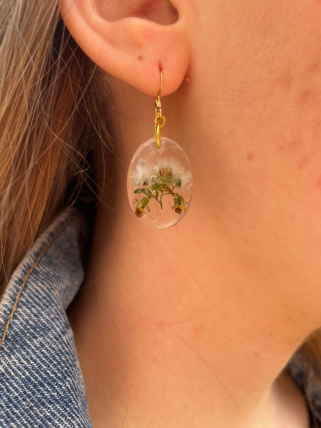 Dandelion Earrings: December Birth Flower, Resin Jewelry