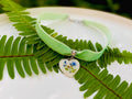 Handmade Victorian Heart Cameo Choker Collar: Sage Green Velvet Ribbon, Pressed Flowers Galentine