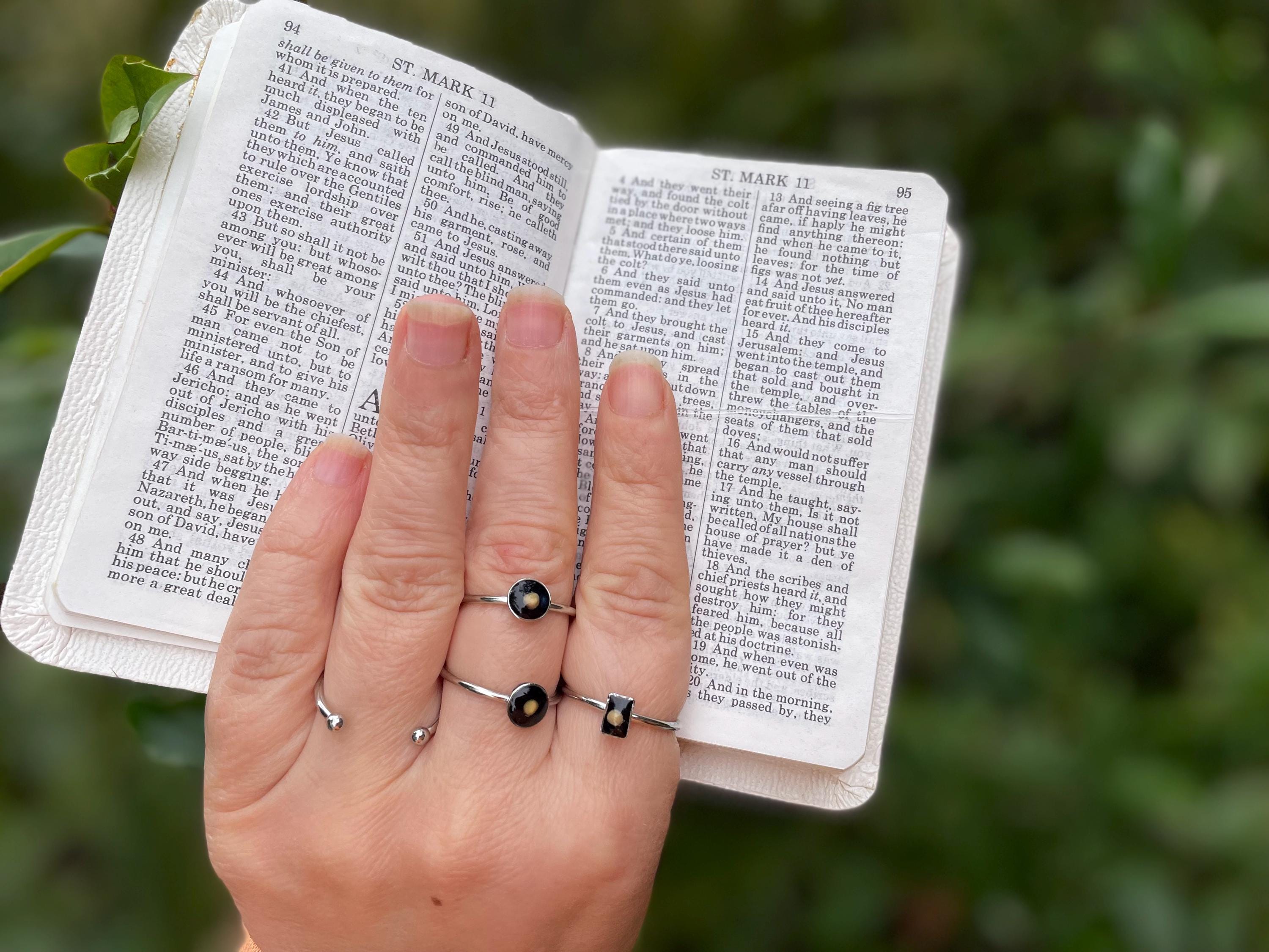 Mustard seed ring | Stainless Steal Silver Faith Jewelry | Unique Biblical Gift | Matthew 17:20 | Dainty Rectangular Ring Handmade gift Mom