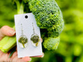Real Broccoli Earrings: Handmade Resin Food Jewelry, Sterling Silver