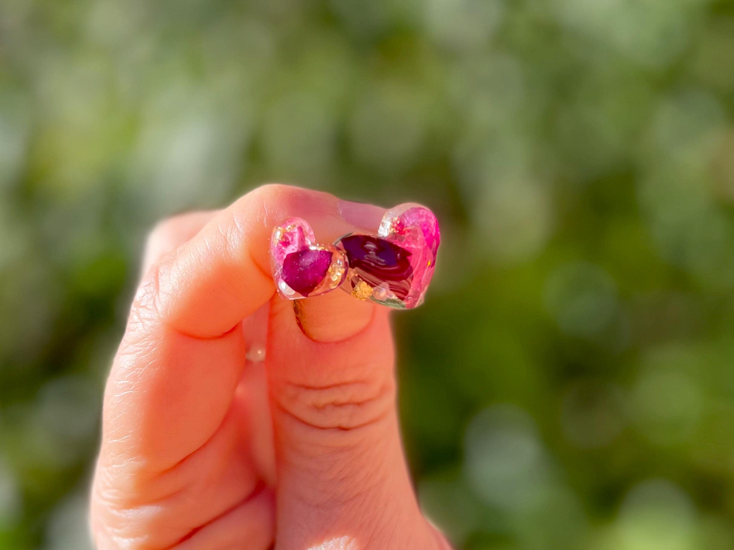 Real Mushroom Heart Earrings: Pressed Flower 925 Sterling Silver Studs/Clip on