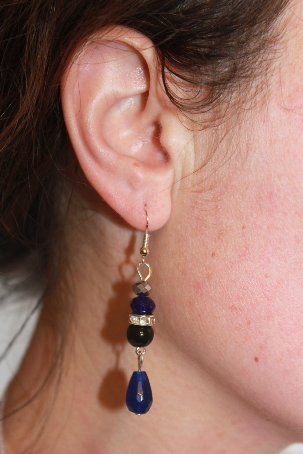 Navy blue earrings drop, crystal jewelry, blue agate earrings blue gemstone natural gemstone agate earrings cascade earrings with royal blue