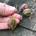 fall earrings gold leaf earrings hoops, woodland jewelry for bridesmaid, autumn accessory for girlfriend, fall present women rustic wedding