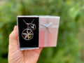 December Birth Flower Necklace: Handmade Narcissus, Personalized Initial, Pearl Resin Pendant