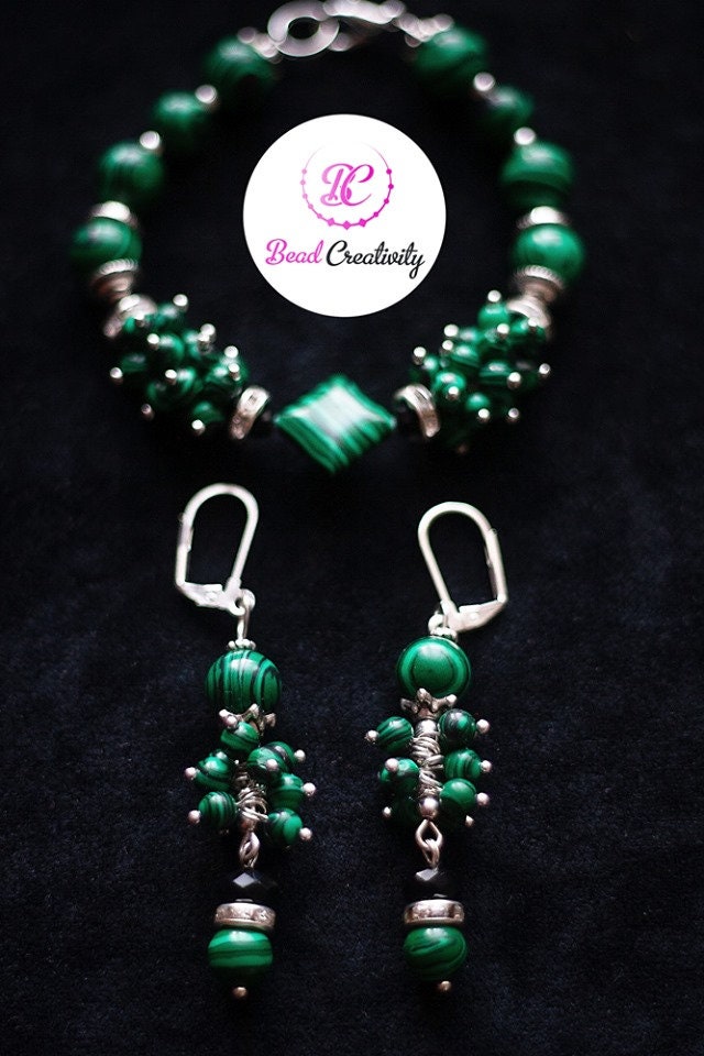 Malachite earrings, crystal earrings, gemstone green stone earrings, simple earrings, dangle square earrings, Mothers Day gift for her mom