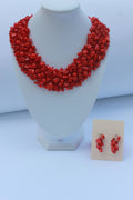 Elegant Red Coral Necklace Best Christmas Birthday Gift for her Mom Red bead & stone statement collar necklace chunky coral choker necklace